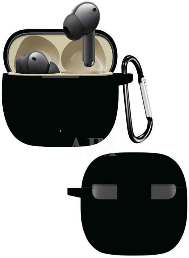 AJM 360 Protection Shockproof Design Soft Rubberised Silicon Case with Keychain for Realme Buds T310 (Black)